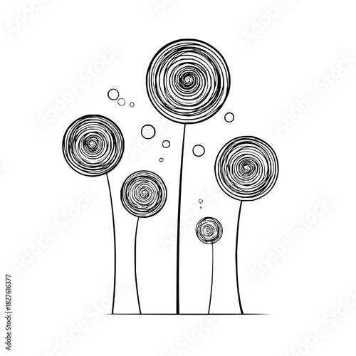 Abstract floral design with spiral flowers vector illustration for creative projects and backgrounds usage
