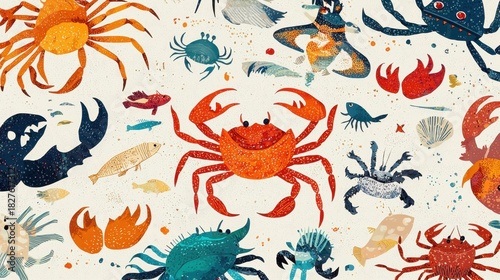 Playful fact poster showing how crabs and other creatures time their activities to tides, vibrant 
