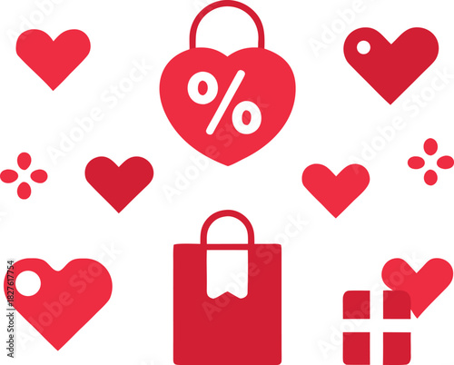 Valentine shopping sale icons bundle vector illustration scalable eps icons for february romance