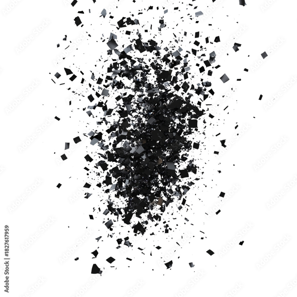 Fototapeta premium Abstract dark explosion of glittering particles against a black background