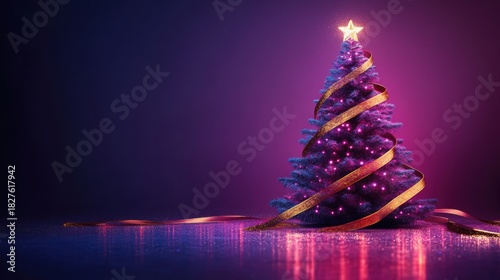 Christmas tree with white snowdrift,snowflakes,snow land,podium with bauble,Christmas theme stage podium mock up for product placement,Happy New Year. Celebrate party,Xmas Poster,web banner,festive.