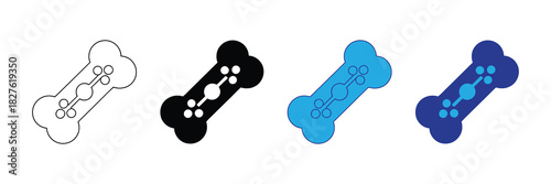 Abstract molecule structure represented by a bone shape with connecting circles, ideal for science and pet industry concepts. 111