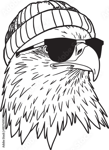 Eagle head vector illustration design for bird tattoo art or nature symbol drawing