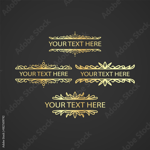 Set of Vintage decorative Golden lines. Text dividers. Line border. Lines separators, Borders, Set of various doodle style line dividers and arrow icons for design