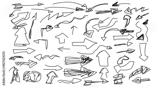 Large Collection Of Hand Drawn Arrows On White Background