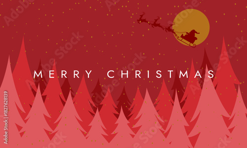 Merry Christmas and Happy New Year with Santa Sleigh Silhouette