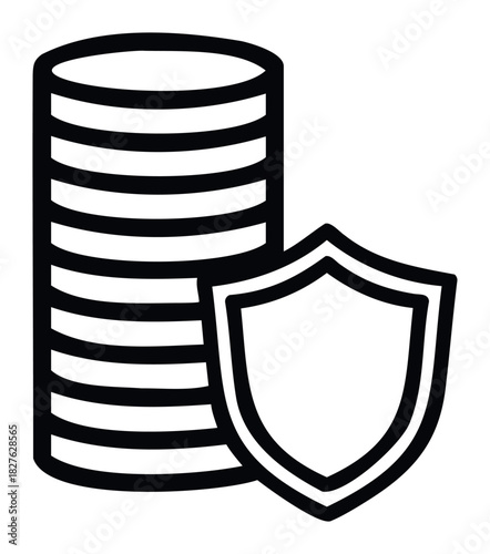Secure stack of coins icon symbolizing financial safety and protection of wealth, perfect for banking and investment app interfaces