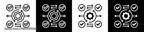 Process Streamlining Icon Set In Black And White Filled Style Collection