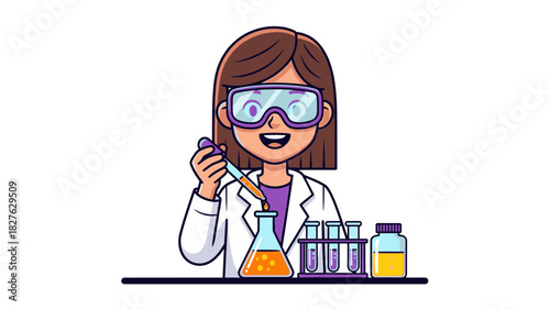 Scientist conducting engaging chemistry experiment with dropper and lab equipment, fostering scientific innovation and discovery, perfect for education