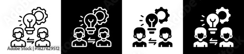 Lean Management Icon Set In Black And White Filled Style Collection