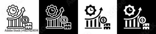 Efficiency Gains Icon Set In Black And White Filled Style Collection