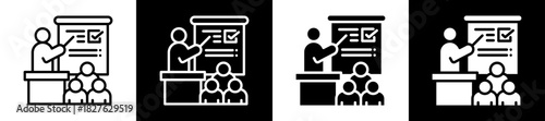 Training Programs Icon Set In Black And White Filled Style Collection