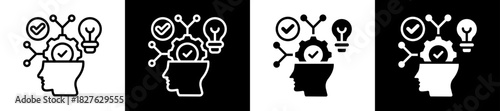 Critical Thinking Icon Set In Black And White Filled Style Collection