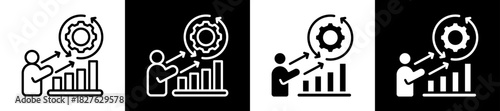 Incremental Progress Icon Set In Black And White Filled Style Collection