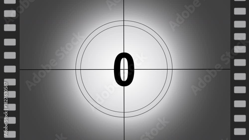 movie countdown from 5 to 0 seconds, old movie countdown five seconds from dark theme to light theme
