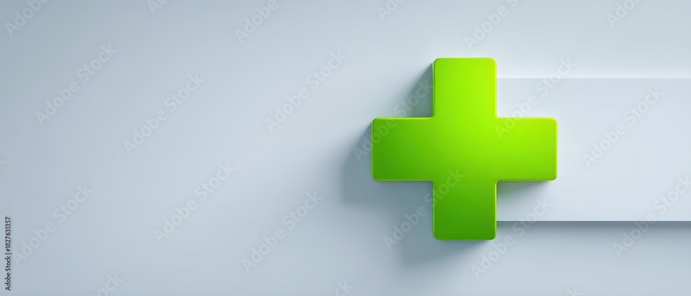 Fototapeta premium Green cross symbol on white background