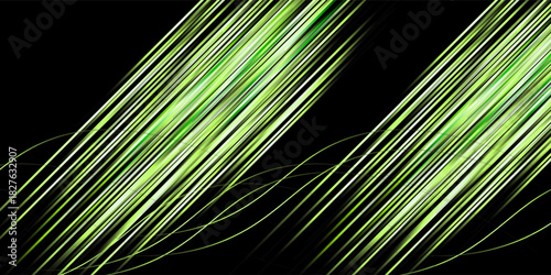 Abstract Luxury green light vector design on black background. Glow neon effect decoration backdrop concept for use element . vector