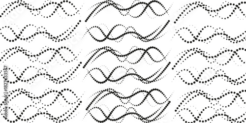 Line seamless pattern. Repeating black waves on white background for design prints. Curves lattice. modern dot elegant