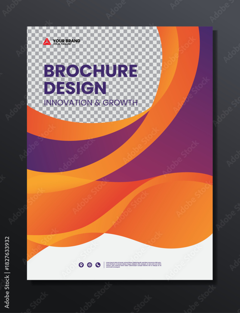 Naklejka premium abstract background purple and orange illustration brochure design template