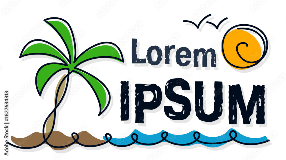 Obraz premium A tropical island with sea and palm trees.