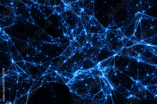 Intricate glowing lines depicting a complex network, symbolizing the digital world or a challenging puzzle. The vibrant blue lines create a mesmerizing pattern