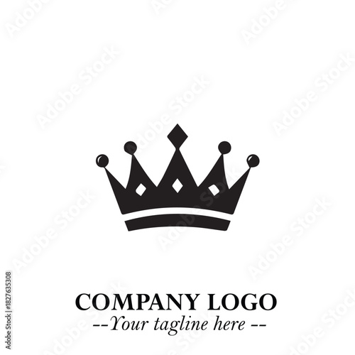 Elegant Black Crown Logo Symbol on a Clean White Background for Premium Branding Design