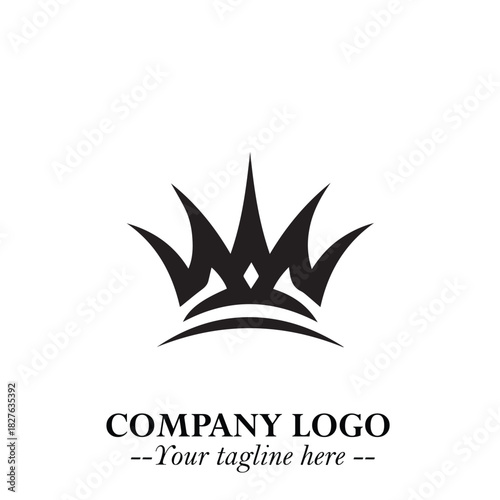 Elegant Black Crown Logo Symbol on a Clean White Background for Premium Branding Design