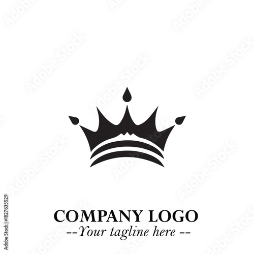 Elegant Black Crown Logo Symbol on a Clean White Background for Premium Branding Design