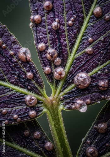 A close-up photograph of a leaf with diseased texture