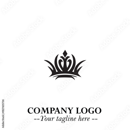 Elegant Black Crown Logo Symbol on a Clean White Background for Premium Branding Design