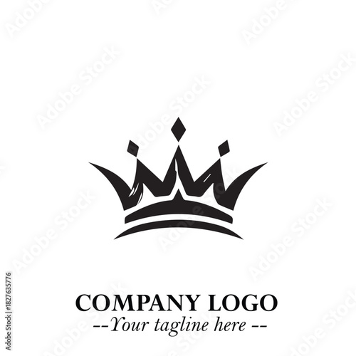 Elegant Black Crown Logo Symbol on a Clean White Background for Premium Branding Design
