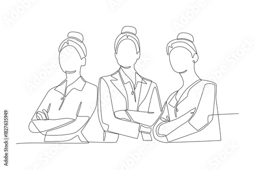 Women in leadership concept one-line drawing