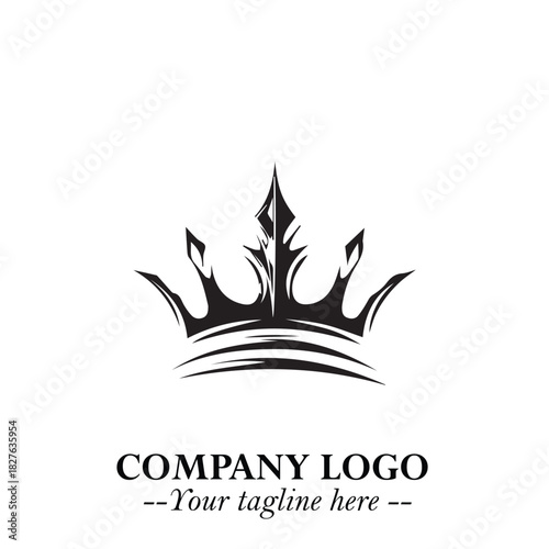 Elegant Black Crown Logo Symbol on a Clean White Background for Premium Branding Design