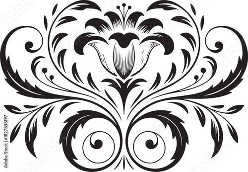 Elegant floral design in black and white for cards or invitations