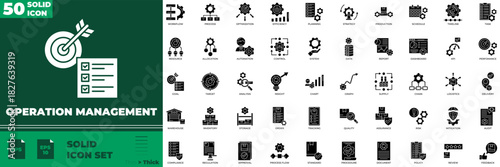 Operation Management Solid Editable Icons set