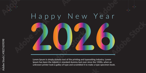 new year greetings banner with handwritten 2026 numbers 