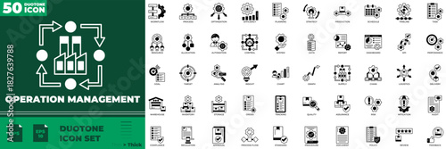 Operation Management Duotone Editable Icons set
