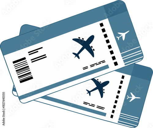 Travel tickets icon, pair of boarding passes, modern design, smooth vector lines, high-quality resolution, tourism concept, professional style.