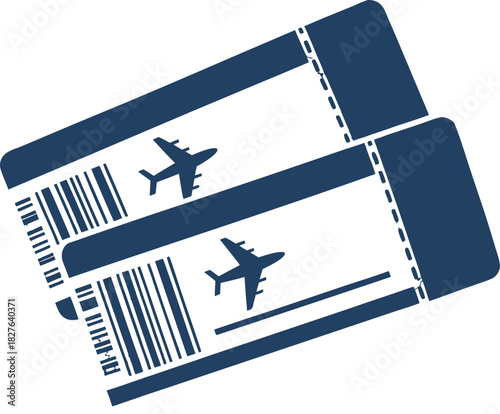 Airplane tickets and boarding passes vector, travel tourism concept, clean design, smooth lines, vibrant colors, high-resolution, professional, detailed.