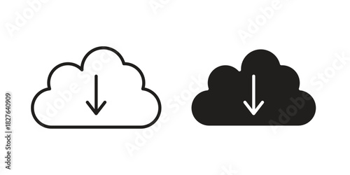 Download from Cloud icons vector collection for web designs. flat icons
