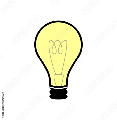 Simple Glowing Light Bulb Icon Vector Illustration Concept of Idea Innovation and Solution.