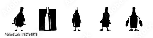 Abstract bottles with anthropomorphic features and minimalist design
