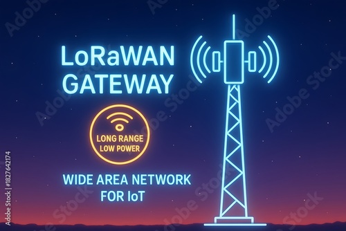 LoRaWAN Gateway Infographic with Long Range Connectivity for IoT Network Implementation
