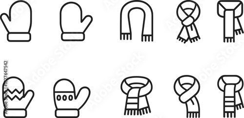 Christmas symbols icons set. Nativity, candle, star, tree, bell, angel, religious holiday outline illustrations