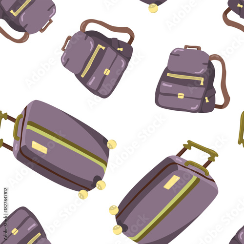 Vector seamless pattern with suitcases. For fabric, gift wrap, surface design.
