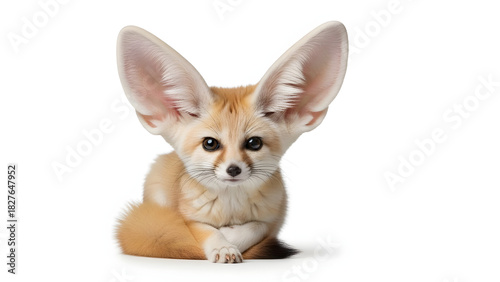 Fennec Fox Portrait on White Background