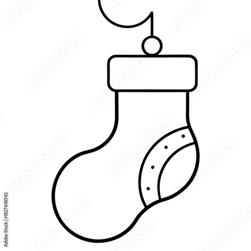 Festive christmas stocking outline for holiday decorations and seasonal celebration designs