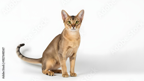 Savannah Cat Posing on White Background