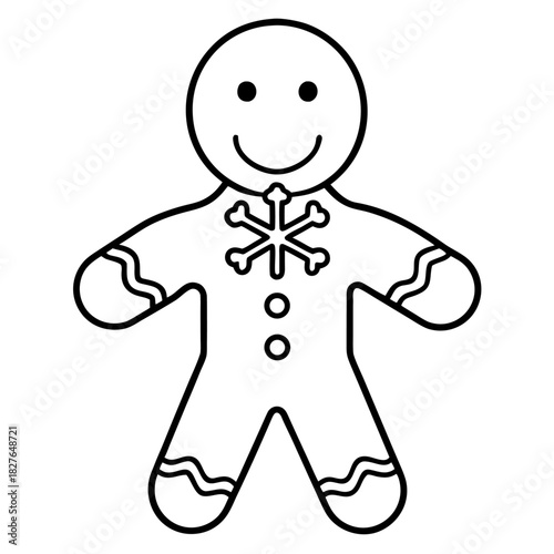 Gingerbread man outline illustration for coloring books and seasonal designs and holiday crafts