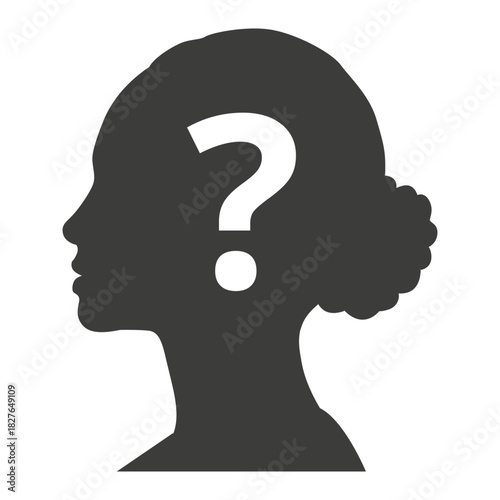 Question Mark Silhouette. Question Mark in Head Silhouette.  Thinking and Curiosity Concept Vector.